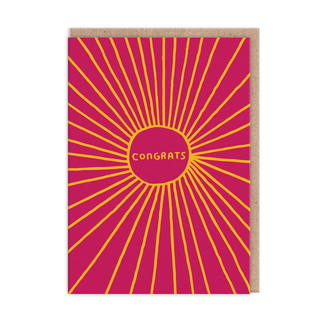 Congratulations card with an artistic sunburst effect illustration and text that reads "Congrats"