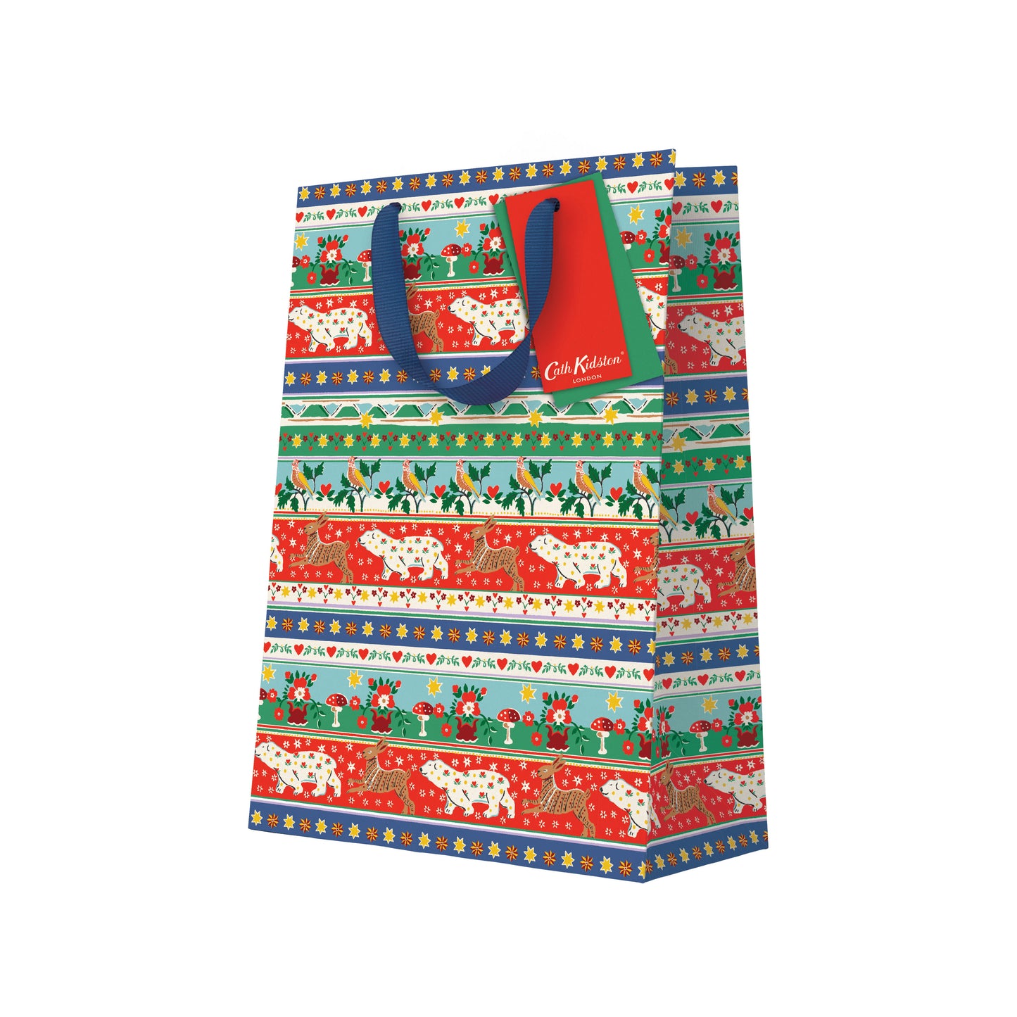 Festive Animal Stripe Large Gift Bag (13518)