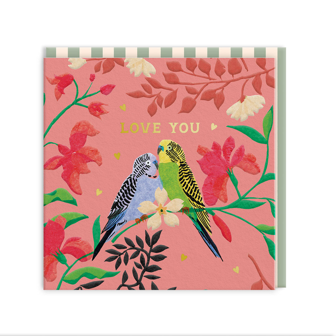 Love Parrots Mini Square Greeting Card (14282)