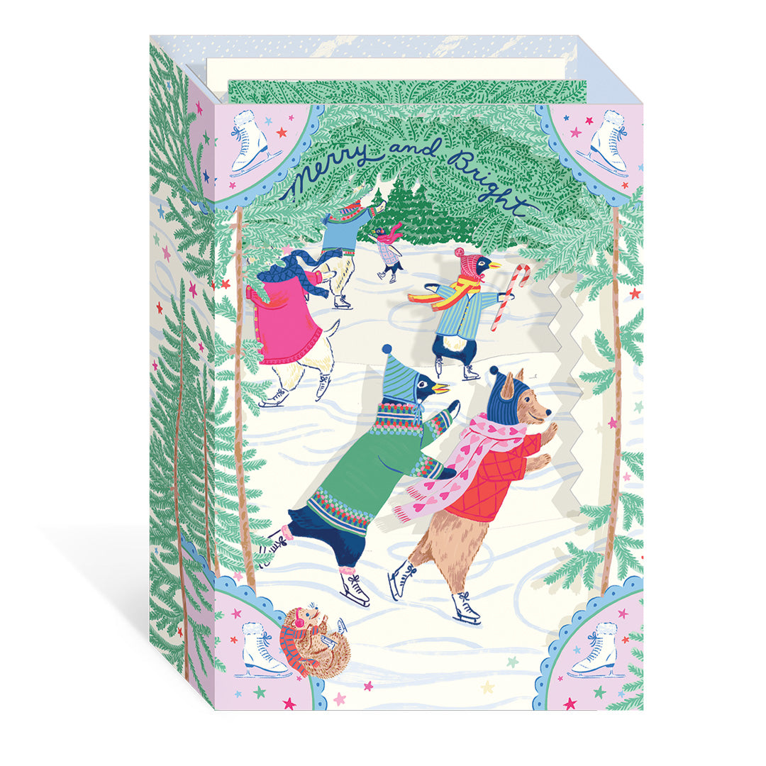 Merry And Bright Skating 3D Greeting Card (13077)