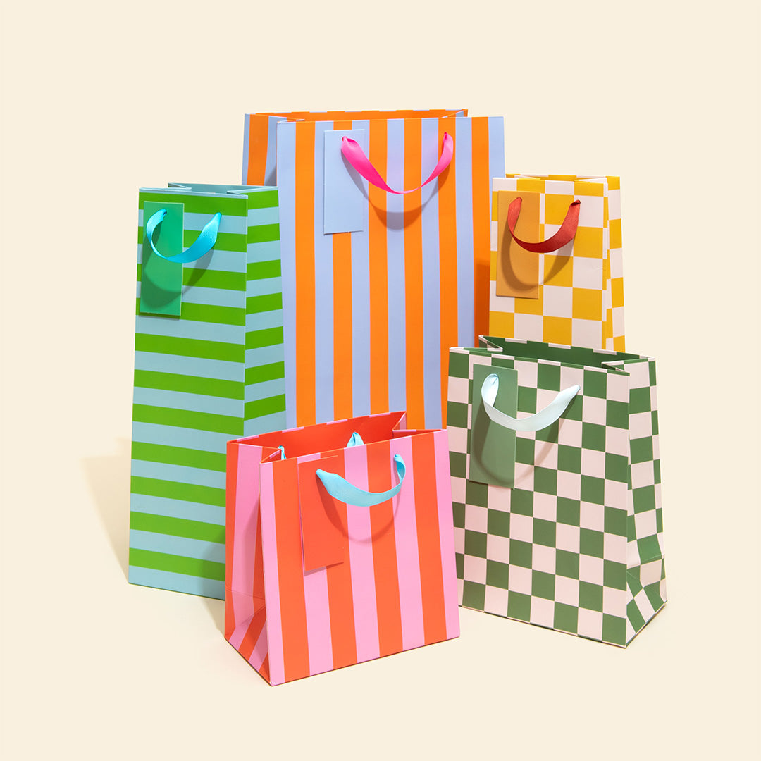 Khaki Checkerboard Medium Gift Bag (12129)