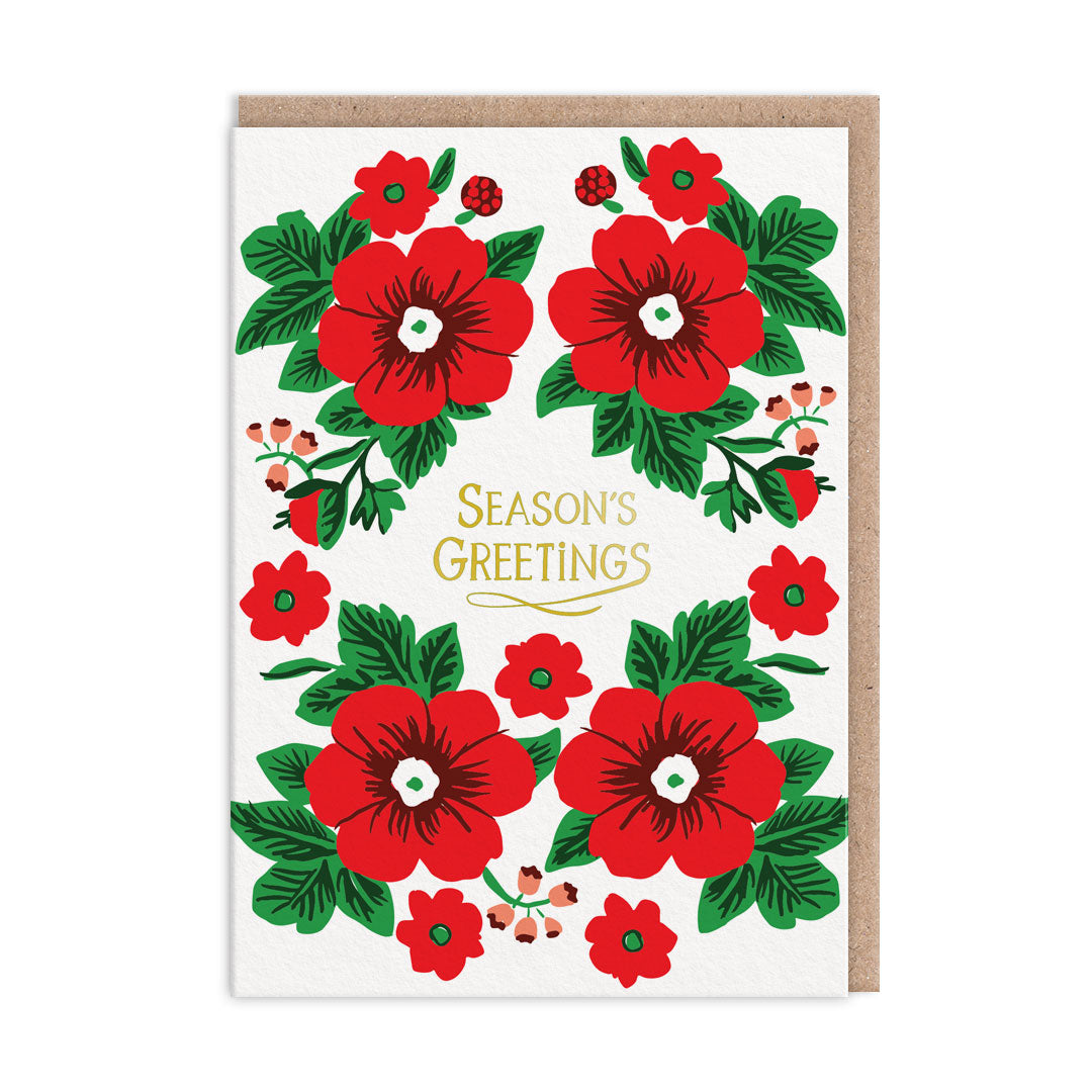 Festive Flowers Pattern Greeting Card (11558)