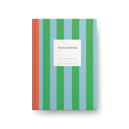 Design No.37 Blue Green Stripe Hardback Notebook (11434)