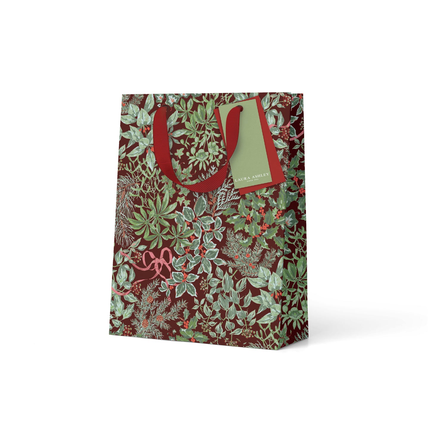 Holly and Bows Medium Gift Bag (13520)
