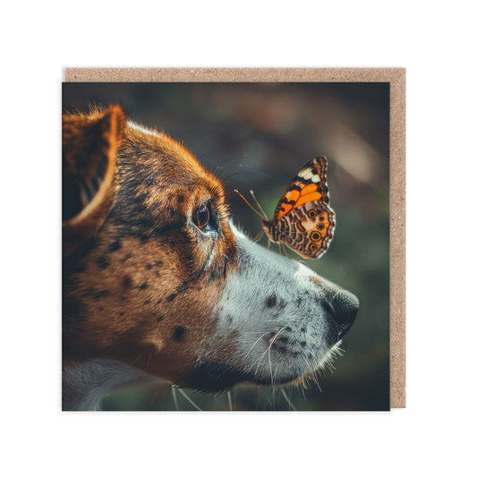 Dog and Butterfly Greeting Card (11675)
