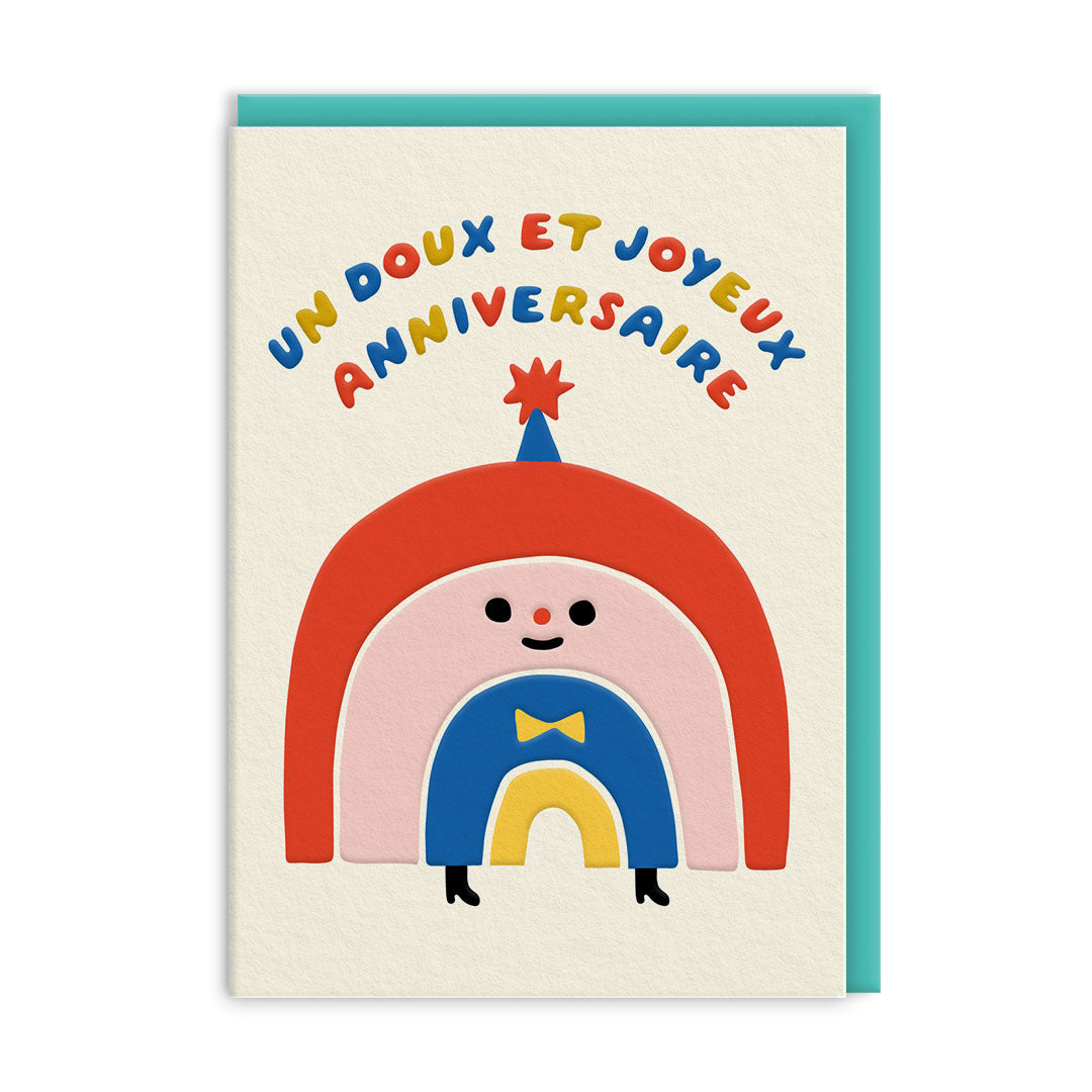 Rainbow BD Wishes French Caption Greeting Card (14901)