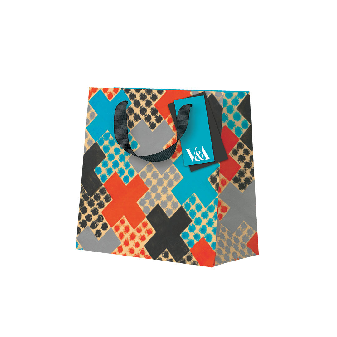 Playful Geometrics Red and Blue Crosses Small Gift Bag (12565)