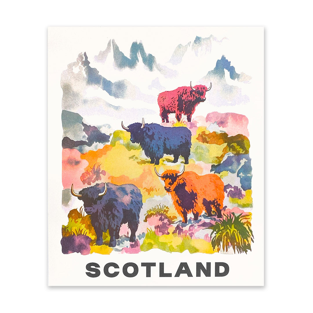 Scotland Highland Cows Riso Print (10x12) (11271)