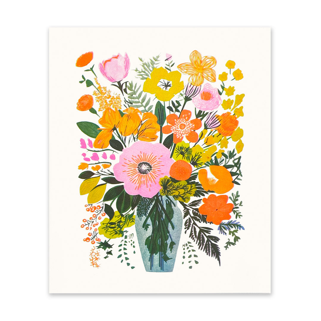 60's Flowers in Vase Riso Print (10x12) (10987)