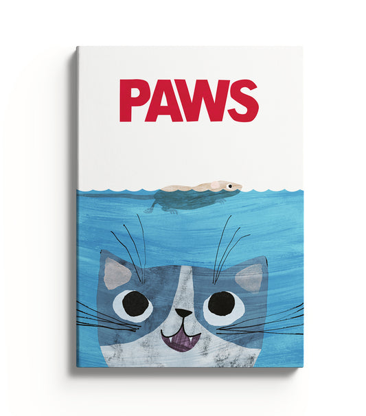 Notebook with a Jaws poster stlye design but with a cat mouse instead of a shark