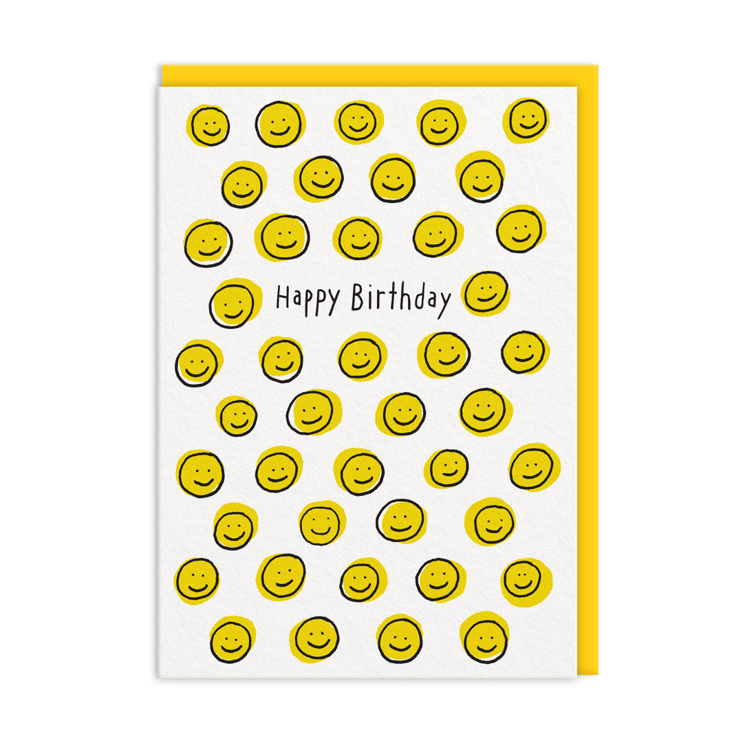 Yellow Smiley Happy Birthday Card (11160)