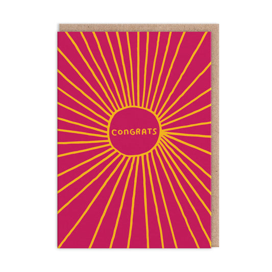 Congratulations card with an artistic sunburst effect illustration and text that reads "Congrats"