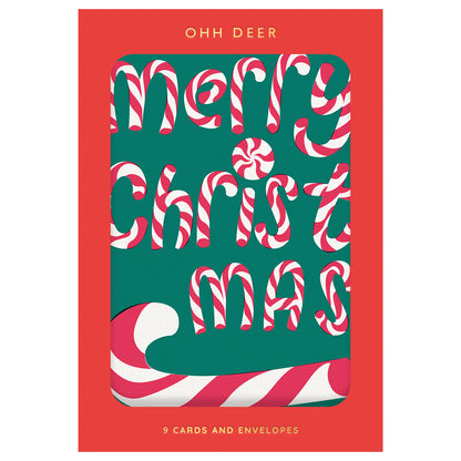 Merry Christmas Candy Cane Packs of 9 Cards (11564)