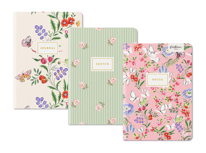 Butterfly Florals 3x Stitched Notebook Set (B6) (14117)