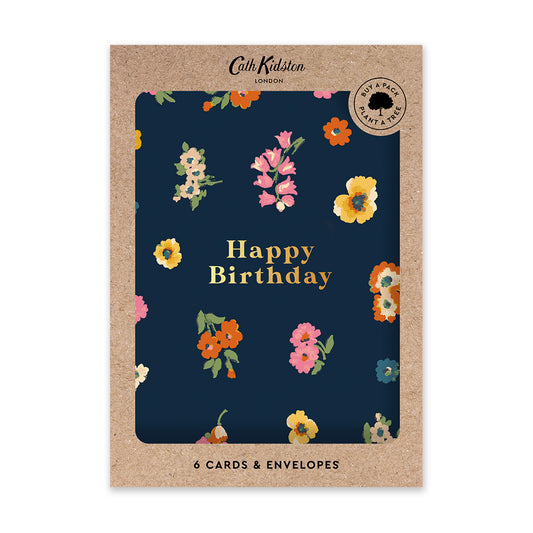Navy Floral Happy Birthday Card Set (10702)
