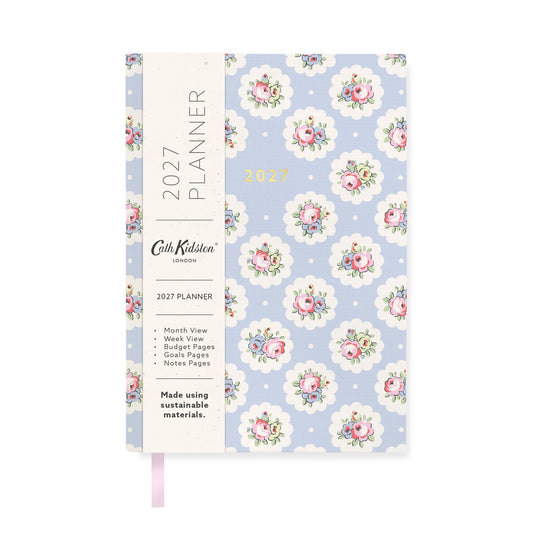 2027 Rose and Spots Blue Diary (A6) (13636)
