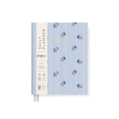 Blue Stripe Floral Fabric Daily Planner (B6) (14114)