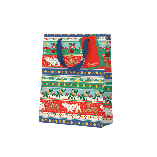 Festive Animal Stripe Medium Gift Bag (13517)