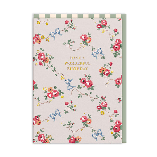 Cath Kidston Bows And Roses Wonderful Birthday Card (11518)