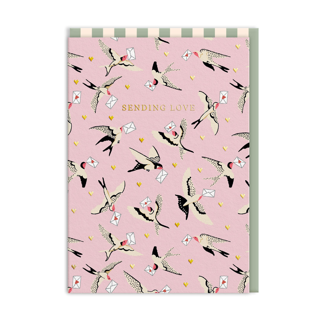 Cath Kidston Swallows Sending Love Greeting Card (11533)