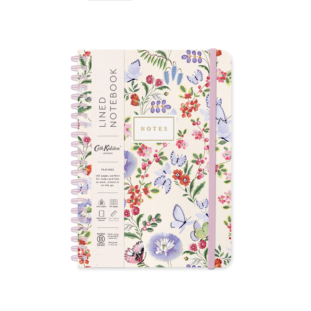 Cream Butterfly Spiral Bound Notebook (B6) (14119)