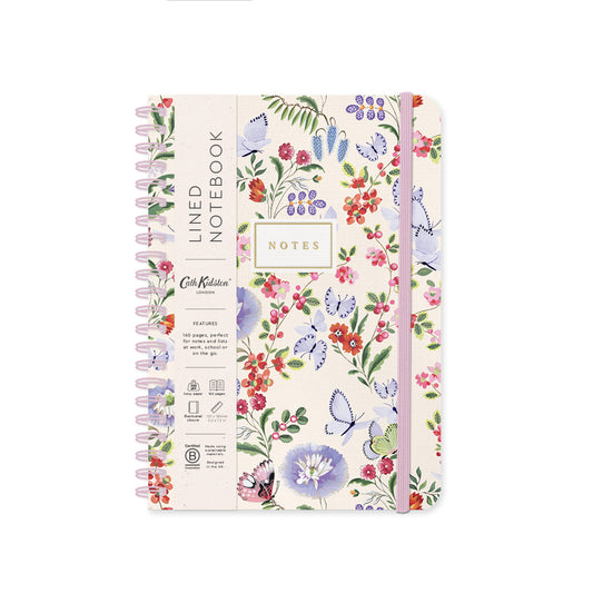 Cream Butterfly Spiral Bound Notebook (B6) (14119)