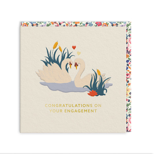 Engagement Swans Mini Square Greeting Card (14293)