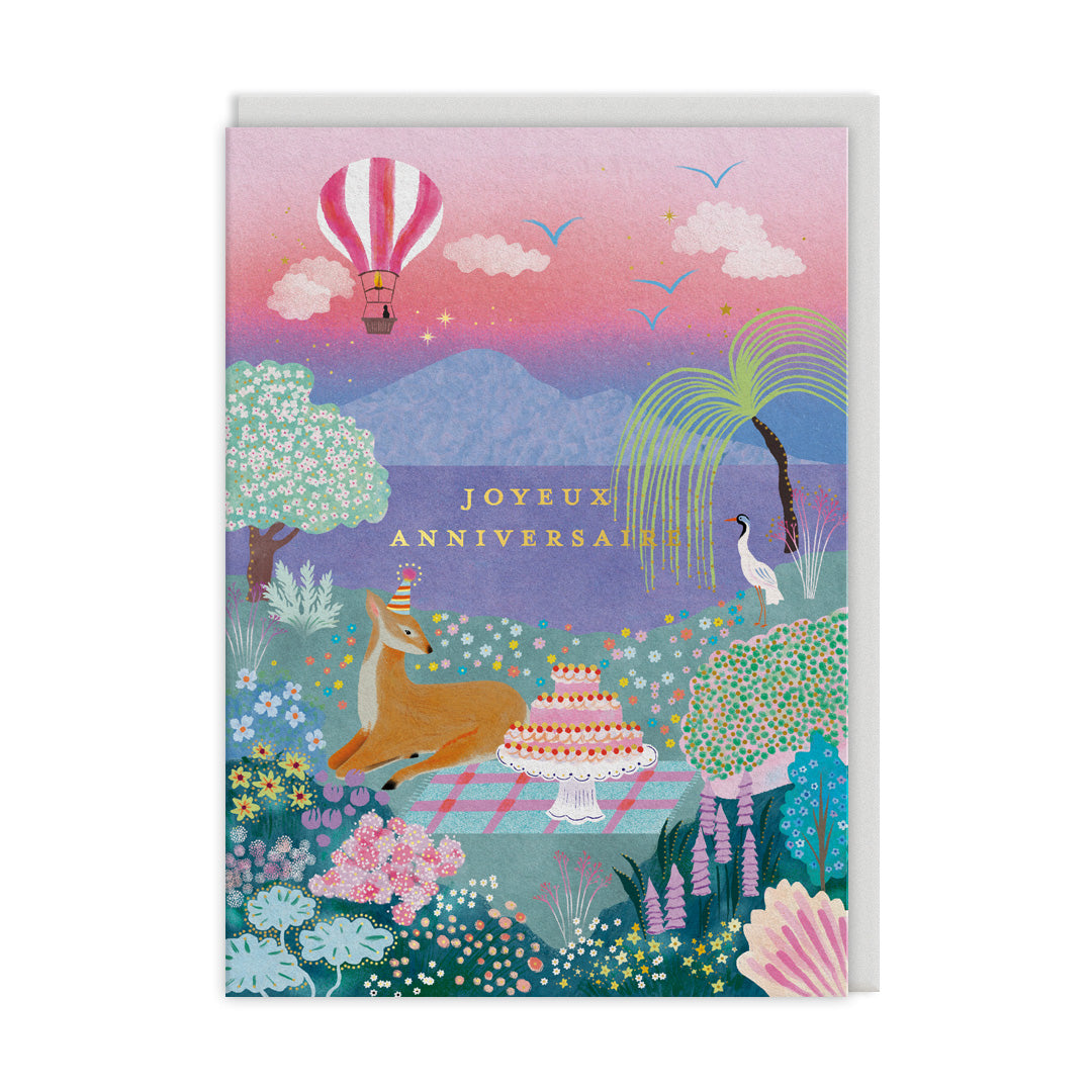 Birthday Picnic French Caption Greeting Card (14893)