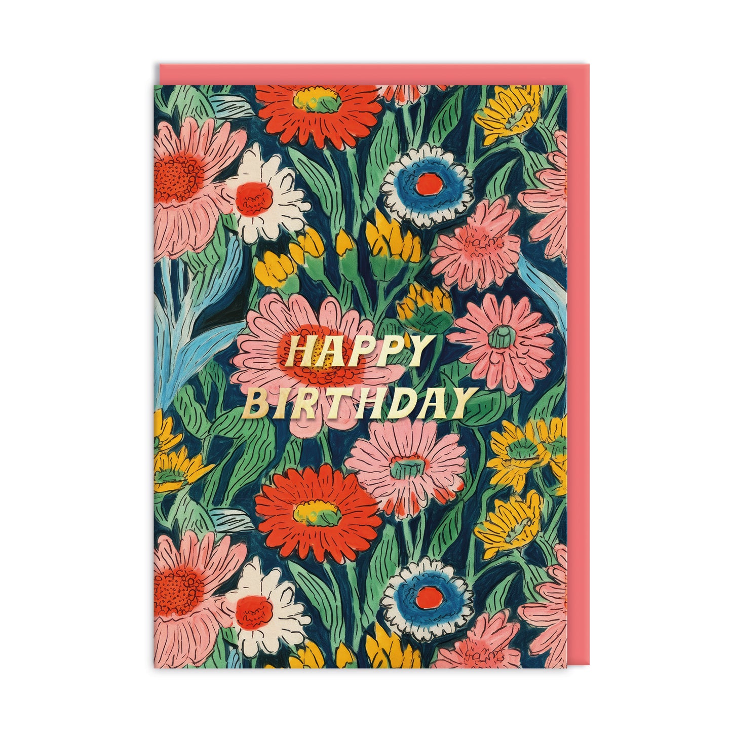 Painted Floral Happy Birthday Card Set (10697)