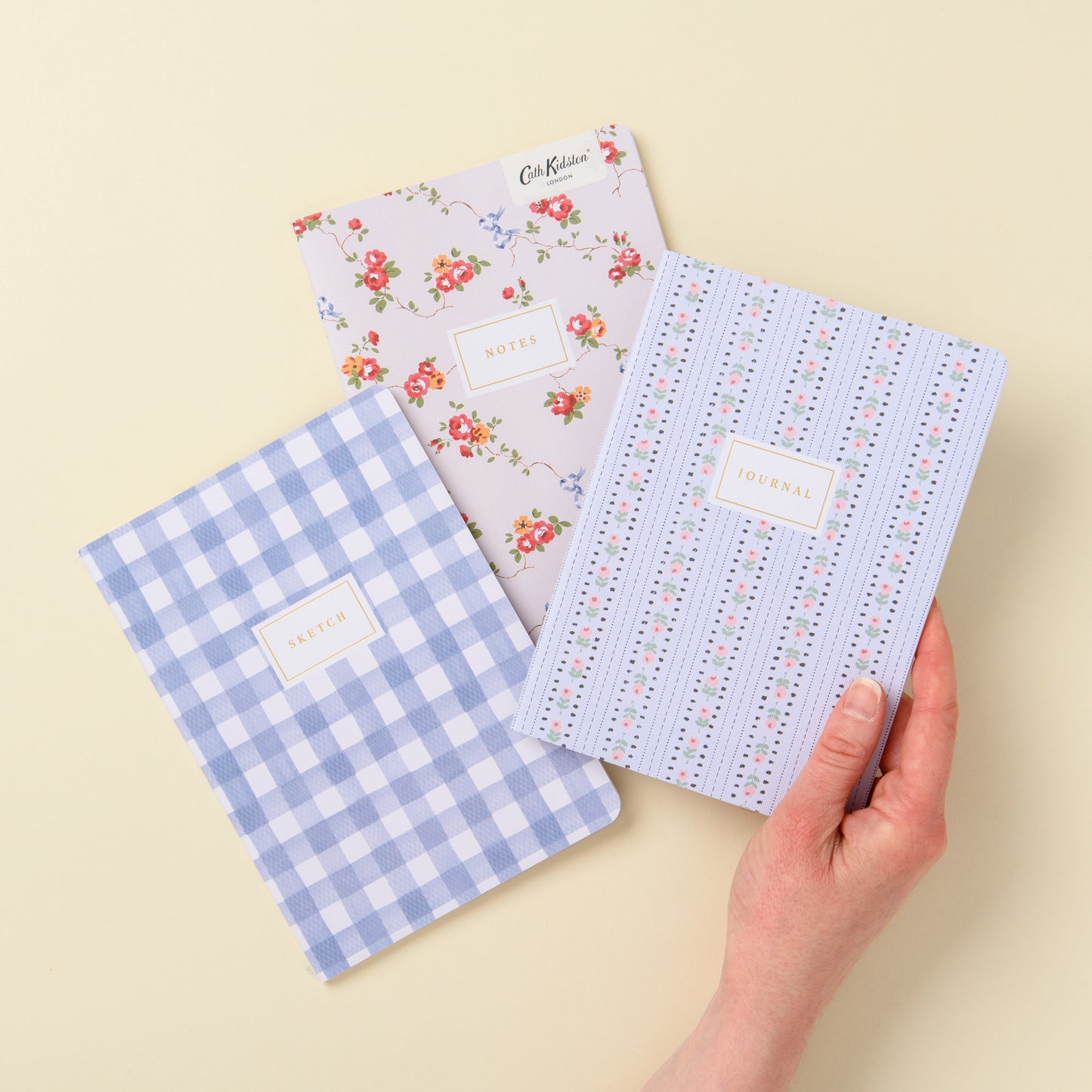 Blue Floral & Check | 3x Stitched Notebook Set (B6) (13174)