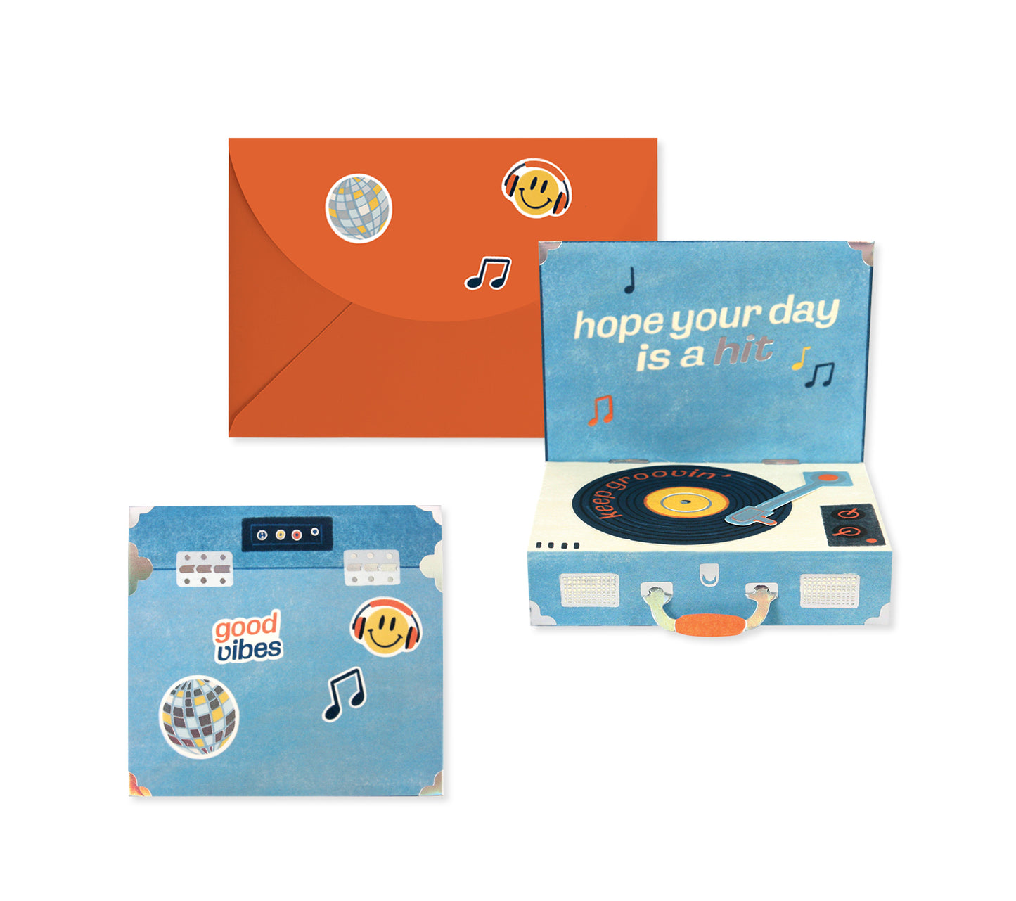 Record Player Petite Die-Cut Greeting Card (13228)