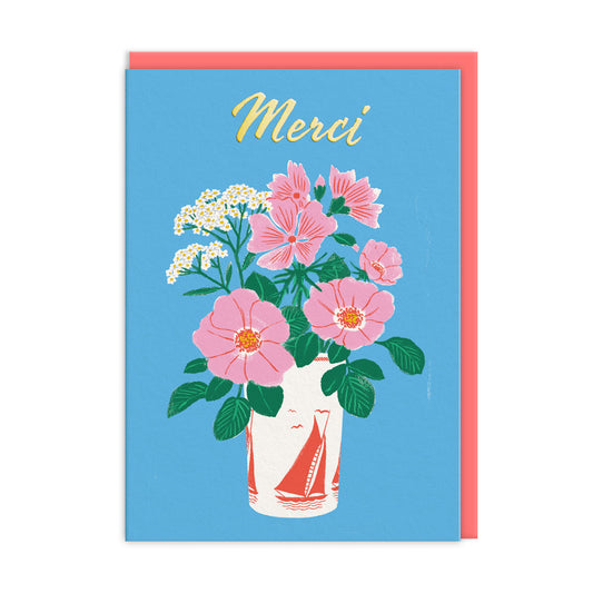 Merci Thank You Floral Greeting Card (13588)