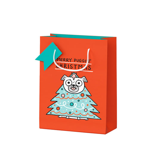 Merry Puggin Christmas Small Gift Bag (8119)