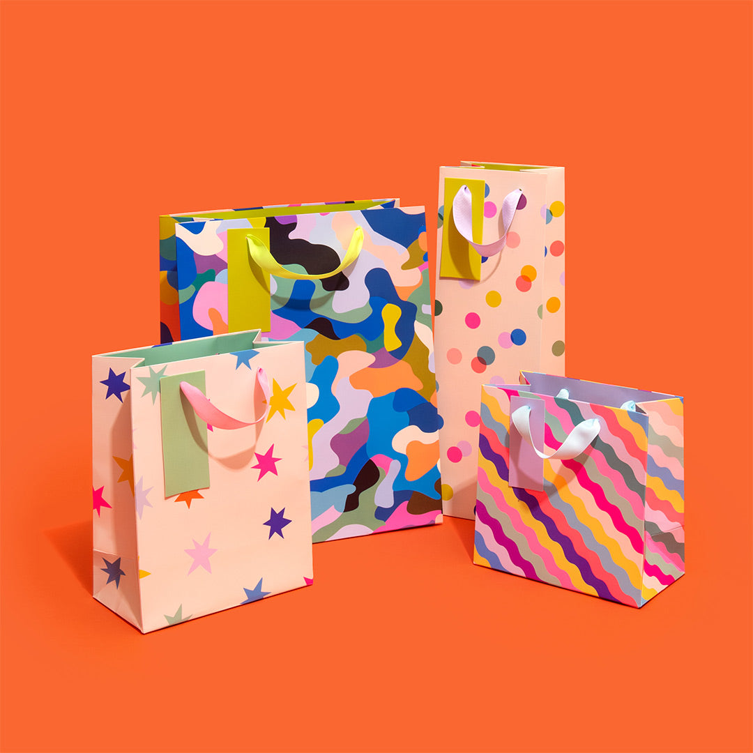 Pink And Orange Stripe Small Gift Bag (11784)