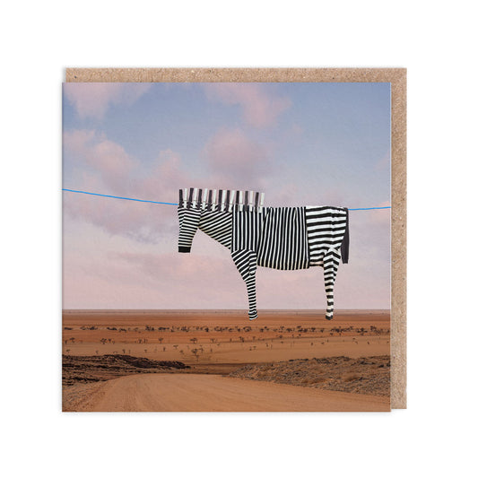 Washing Line Zebra Greeting Card (10455)