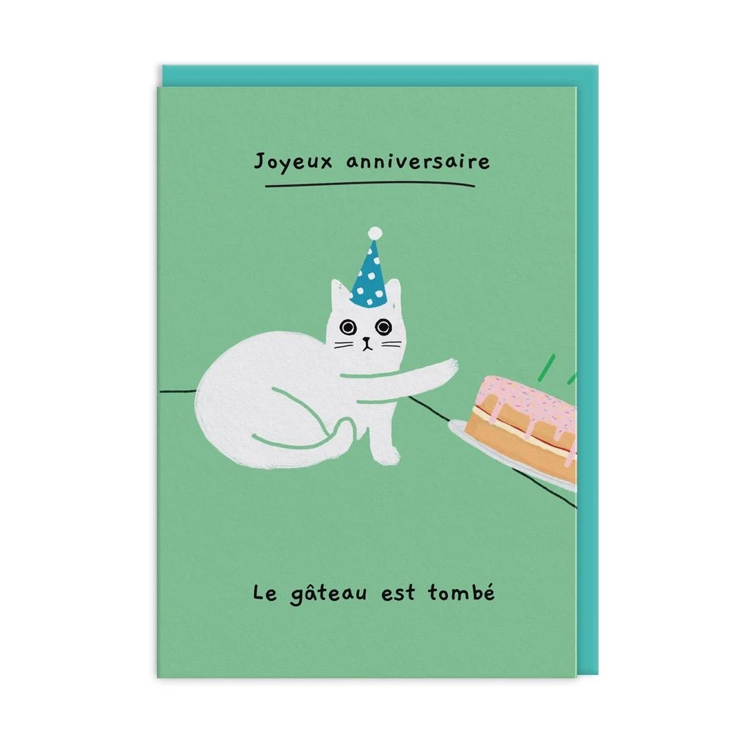 Joyeux Anniversaire Gâteau Cake Fell Off Greeting Card (13593)