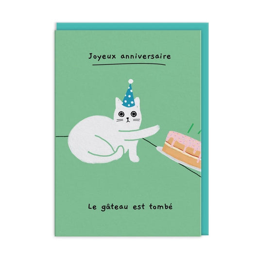 Joyeux Anniversaire Gâteau Cake Fell Off Greeting Card (13593)