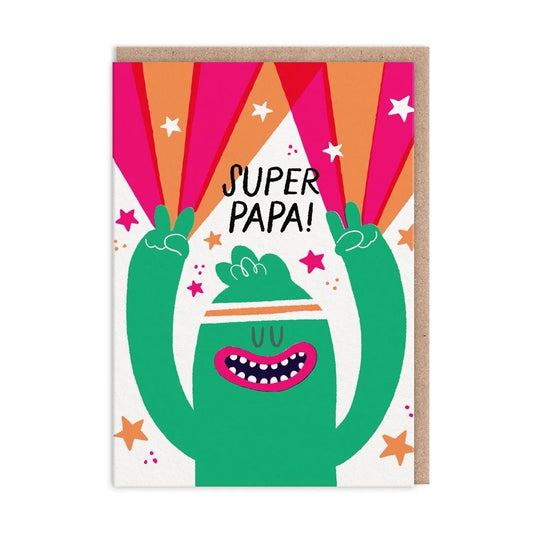 Super Papa Dad Monster Greeting Card (13590)
