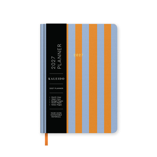 2027 Blue and Orange Stripe Hardback Diary (A5)  (13652)
