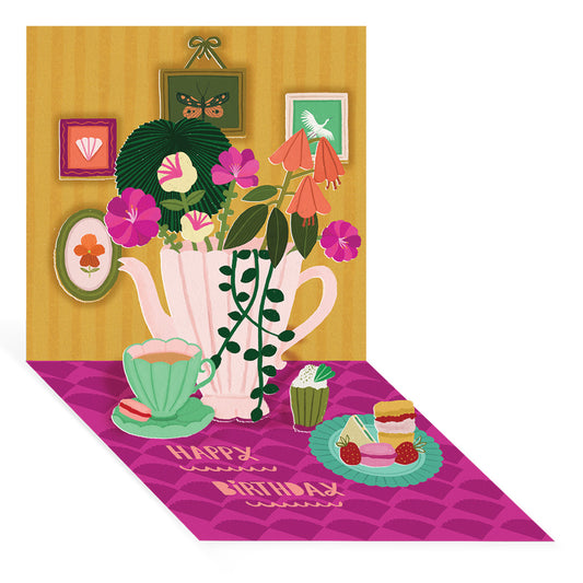 Teapot Vase Pop Up Greeting Card (12973)