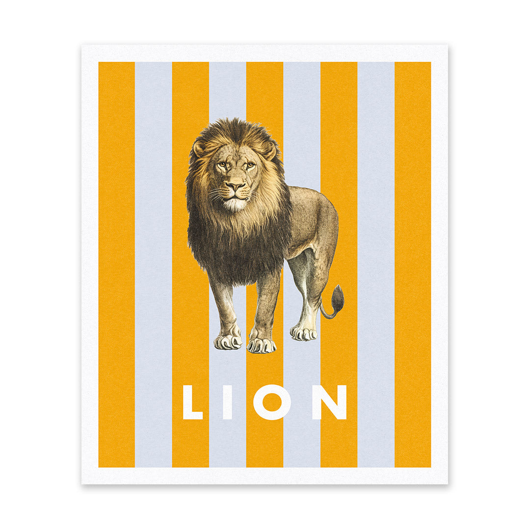 Striped Lion Riso Print (12x10)(12447)