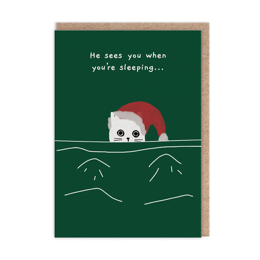 He Sees You When You're Sleeping Cat Christmas Card (9699)