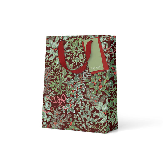 Holly and Bows Medium Gift Bag (13520)