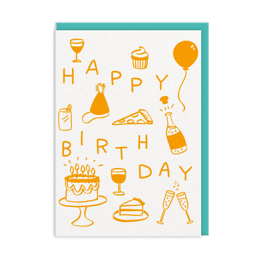 Happy Birthday Icons Greeting Card (13542)