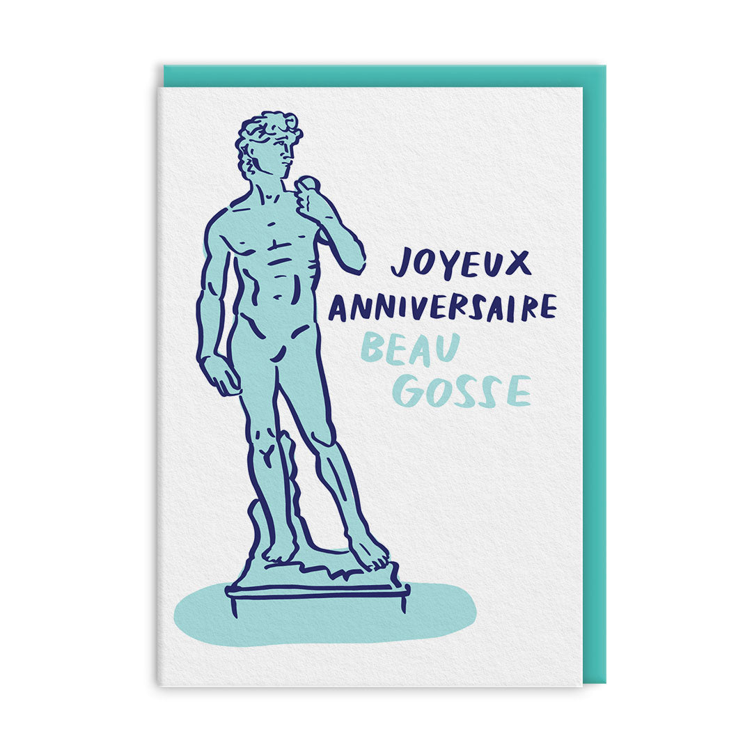 HBD Total Hunk French Caption Greeting Card (14905)
