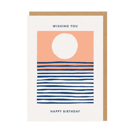 Striped greeting card with the caption reading Wishing You A Happy Birthday