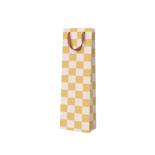 Mustard Checkerboard Bottle Bag (12131)