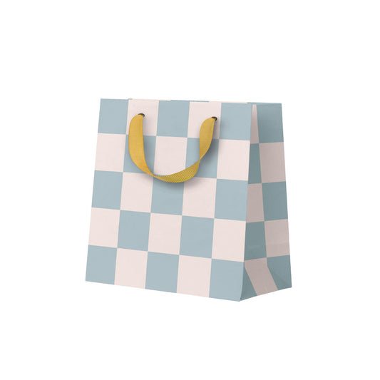 Pale Blue Checkerboard Mini Gift Bag (12128)