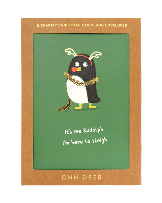 Ohh Deer Here to Sleigh Christmas Card Set - Pack of 6