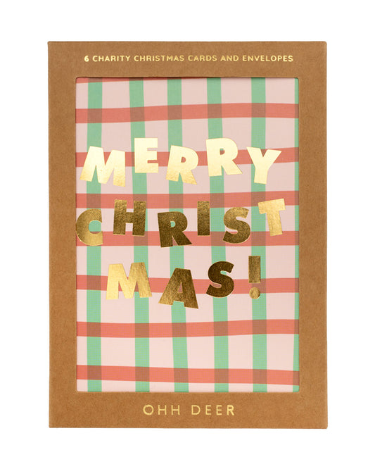 Ohh Deer Typographic Pattern Christmas Card Set - Pack of 6